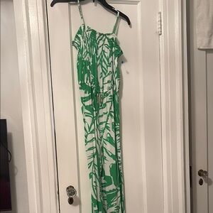 Green and White Leaf Print Jumpsuit